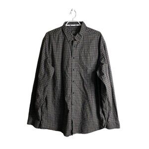 Eddie Bauer Men's Tall Gray Plaid Relaxed Fit Button-Down Shirt